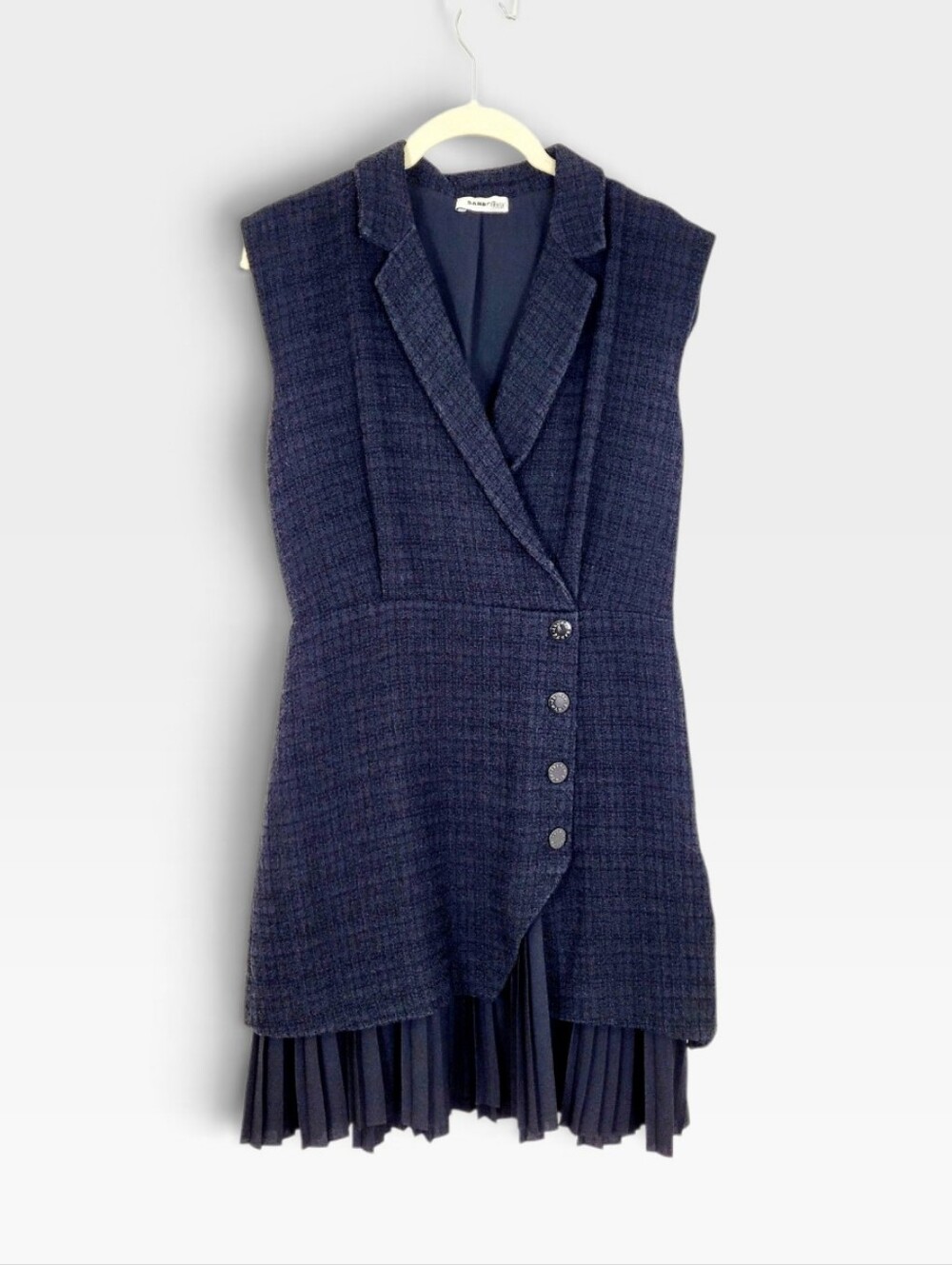 SANDRO Alexandrie Tweed Sleeveless Layered Blazer Mini Dress Size 38 US 4 / 6 - Picture 3 of 16
